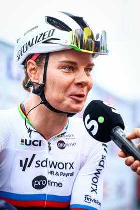 Belgian Lotte Kopecky of SD Worx-Protime pictured before the women s elite road race of the Belgian Cycling Championships, 132,8 km from and to the Grand Place square in Binche on Sunday 29 June 2025. DAVIDxPINTENS  x128047907x