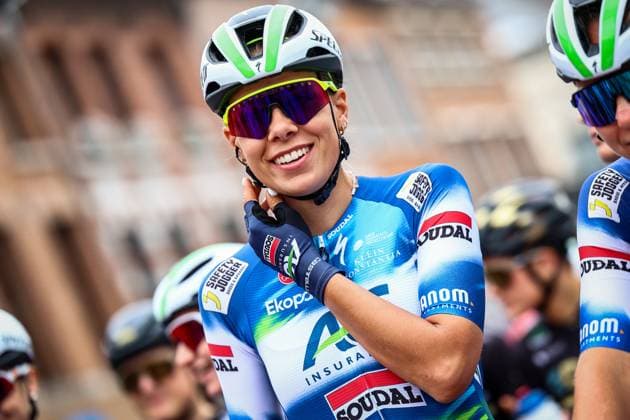 Belgian Shari Bossuyt pictured before the women s elite road race of the Belgian Cycling Championships, 132,8 km from and to the Grand Place square in Binche on Sunday 29 June 2025. DAVIDxPINTENS  x128047914x