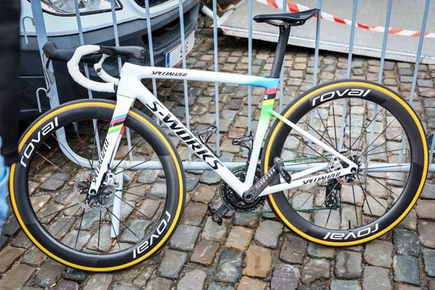 Bike of Belgian Lotte Kopecky of SD Worx-Protime pictured before the women s elite road race of the Belgian Cycling Championships, 132,8 km from and to the Grand Place square in Binche on Sunday 29 June 2025. DAVIDxPINTENS  x128047917x