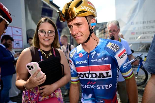 Belgian 2025 National Championship Binche 29 06 2025 BINCHE, BELGIUM - JUNE 29 : Evenepoel Remco of Soudal Quick-Step during the Men Elite cycling road race of the Belgian National Championships 2025 an UCI National Championships cycling race of 230 km with start in Binche and finish in Binche on June 29, 2025 in Binche, Belgium, 29 06 2025 ( Motordriver Guy De Vuyst - Binche Belgium  Copyright: xNicoxVereeckenx