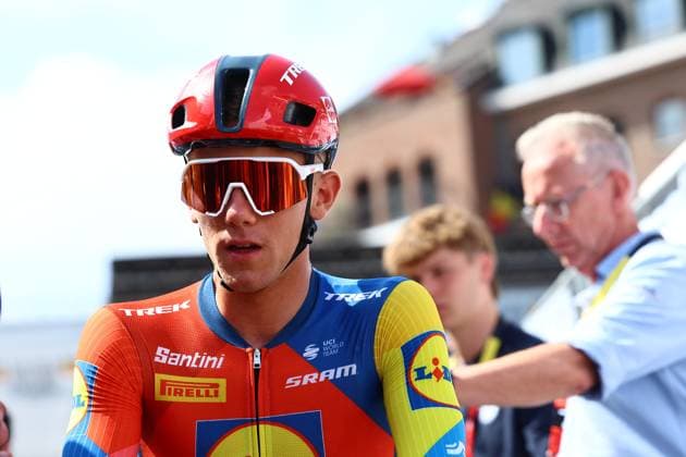 Belgian Thibau Nys of Lidl-Trek pictured before the start of the men s elite road race of the Belgian Cycling Championships, 230km from and to the Grand Place square in Binche on Sunday 29 June 2025. DAVIDxPINTENS  x128048228x