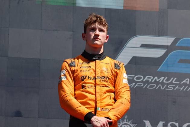 Alex Dunne Rodin Motorsport, Formula 2, Mclaren Driver Academy , Podium, Grand Prix of Austria, Motorsport, Men, Formula 1, 29 06 2025 Spielberg Styria Austria Copyright: xkolbert-press AnnikaxGrafx