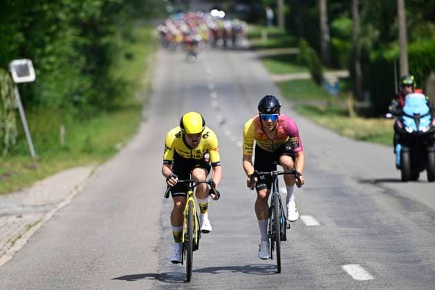 Belgian 2025 National Championship Binche 29 06 2025 BINCHE, BELGIUM - JUNE 29 : Campenaerts Victor of Team Visma Lease A Bike and Marchand Gianni of Tarteletto - Isorex during the Men Elite cycling road race of the Belgian National Championships 2025 an UCI National Championships cycling race of 230 km with start in Binche and finish in Binche on June 29, 2025 in Binche, Belgium, 29 06 2025 Binche Belgium  Copyright: xNicoxVereeckenx