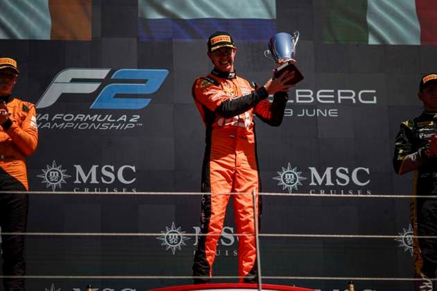 AUTO - FORMULA 2 2025 - AUSTRIA VERSCHOOR Ricard (nld), MP Motorsport, Dallara F2 2024, portrait podium during the 7th round of the 2025 FIA Formula 2 Championship from June 27 to 29, 2025 on the Red Bull Ring, in Spielberg, Austria - SpielbergAustria  Copyright: xXavixBonillax