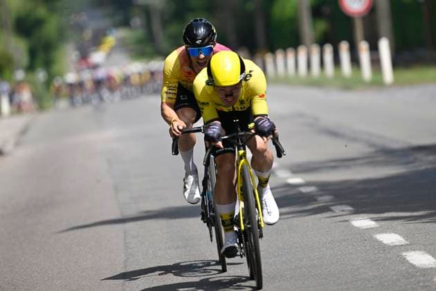 Belgian 2025 National Championship Binche 29 06 2025 BINCHE, BELGIUM - JUNE 29 : Campenaerts Victor of Team Visma Lease A Bike and Marchand Gianni of Tarteletto - Isorex during the Men Elite cycling road race of the Belgian National Championships 2025 an UCI National Championships cycling race of 230 km with start in Binche and finish in Binche on June 29, 2025 in Binche, Belgium, 29 06 2025 Binche Belgium  Copyright: xNicoxVereeckenx