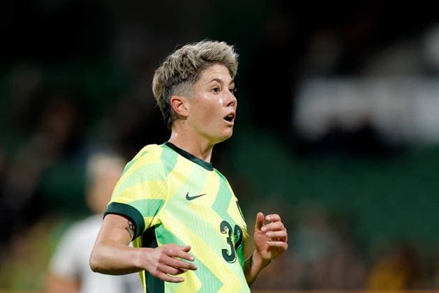 SOCCER AUSTRALIA SLOVENIA, Michelle Heyman of Australia looks on after a shot on goal during the Women s friendly international soccer match between Australia and Slovenia at HBF Park in Perth, Sunday, June 29, 2025. ( NO ARCHIVING, EDITORIAL USE ONLY PERTH WESTERN AUSTRALIA AUSTRALIA  Copyright: xRICHARDxWAINWRIGHTx 20250629122238900246