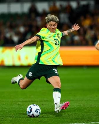 Michelle Heyman (32 Australia) shoots to the goal during the Women?s International Friendly, Länderspiel, Nationalmannschaft game between Australia and Slovenia at HBF Park in Perth, Australia. (Ramiro Larguia SPP) Copyright: xRamiroxLarguiax xSPPx spp-en-RaLaSp-AUSvsSLO0036