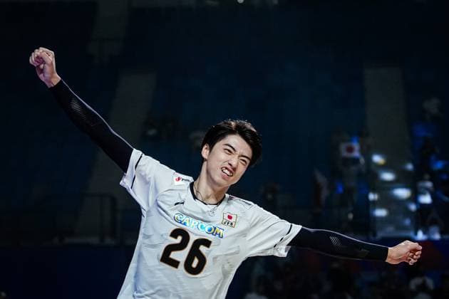 Volleyball, FIVB Nations League, Slowenien - Japan Volleyball - FIVB Men s Volleyball Nations League - Slovenia - Bulgaria - 29.06.2025 Akito Yamazaki celebrates after winning 3:0 against Slovenia during Mens Volleyball Nations League in Burgas, VNL Bulgaria Copyright: xYulianxTodorovx