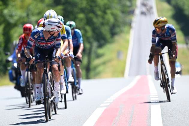 Belgian 2025 National Championship Binche 29 06 2025 BINCHE, BELGIUM - JUNE 29 : Van Wilder Ilan of Soudal Quick-Step, Evenepoel Remco of Soudal Quick-Step during the Men Elite cycling road race of the Belgian National Championships 2025 an UCI National Championships cycling race of 230 km with start in Binche and finish in Binche on June 29, 2025 in Binche, Belgium, 29 06 2025 Binche Belgium  Copyright: xNicoxVereeckenx