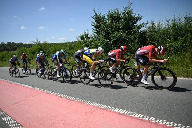 Belgian 2025 National Championship Binche 29 06 2025 BINCHE, BELGIUM - JUNE 29 : Berckmoes Jenno of Lotto, Van Hemelen Vincent of Team Flanders - Baloise during the Men Elite cycling road race of the Belgian National Championships 2025 an UCI National Championships cycling race of 230 km with start in Binche and finish in Binche on June 29, 2025 in Binche, Belgium, 29 06 2025 Binche Belgium  Copyright: xNicoxVereeckenx