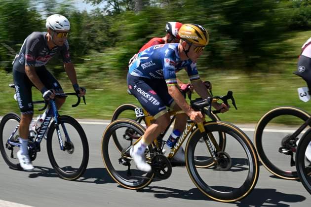 Belgian 2025 National Championship Binche 29 06 2025 BINCHE, BELGIUM - JUNE 29 : Evenepoel Remco of Soudal Quick-Step, Rickaert Jonas of Alpecin - Deceuninck during the Men Elite cycling road race of the Belgian National Championships 2025 an UCI National Championships cycling race of 230 km with start in Binche and finish in Binche on June 29, 2025 in Binche, Belgium, 29 06 2025 Binche Belgium  Copyright: xNicoxVereeckenx
