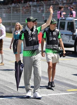 29 06 2025, Red Bull Ring, Spielberg, Formula 1 Austrian Grand Prix 2025 , pictured Nico Hülkenberg DEU , Stake F1 Team Kick Sauber and Gabriel Bortoleto BRA , Stake F1 Team Kick Sauber at the drivers parade Photo by Alessandro Martellotta Hasan Bratic DeFodi Images