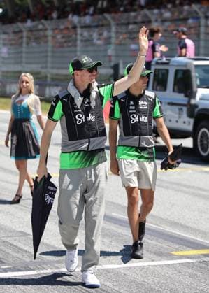 29 06 2025, Red Bull Ring, Spielberg, Formula 1 Austrian Grand Prix 2025 , pictured Nico Hülkenberg DEU , Stake F1 Team Kick Sauber and Gabriel Bortoleto BRA , Stake F1 Team Kick Sauber at the drivers parade Photo by Alessandro Martellotta Hasan Bratic DeFodi Images