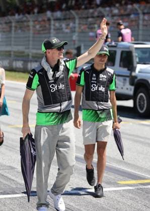 29 06 2025, Red Bull Ring, Spielberg, Formula 1 Austrian Grand Prix 2025 , pictured Nico Hülkenberg DEU , Stake F1 Team Kick Sauber and Gabriel Bortoleto BRA , Stake F1 Team Kick Sauber at the drivers parade Photo by Alessandro Martellotta Hasan Bratic DeFodi Images