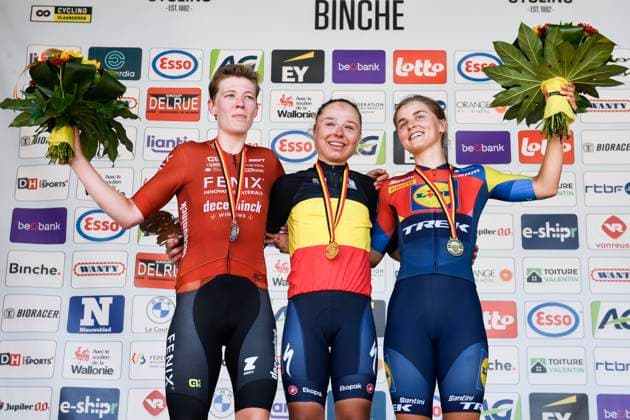 Belgian 2025 National Championship Binche 29 06 2025 BINCHE, BELGIUM - JUNE 29 : GHEKIERE Justine of AG Insurance - Soudal Team winning the Women Elite cycling road race of the Belgian National Championships 2025 an UCI National Championships cycling race of 132,8 km with start in Binche and finish in Binche on June 29, 2025 in Binche, Belgium, 29 06 2025 Binche Belgium  Copyright: xMarcxGoyvaertsx