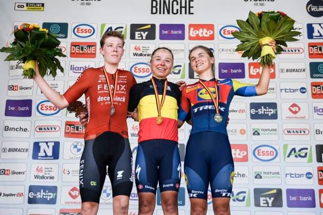 Belgian 2025 National Championship Binche 29 06 2025 BINCHE, BELGIUM - JUNE 29 : GHEKIERE Justine of AG Insurance - Soudal Team winning the Women Elite cycling road race of the Belgian National Championships 2025 an UCI National Championships cycling race of 132,8 km with start in Binche and finish in Binche on June 29, 2025 in Binche, Belgium, 29 06 2025 Binche Belgium  Copyright: xMarcxGoyvaertsx