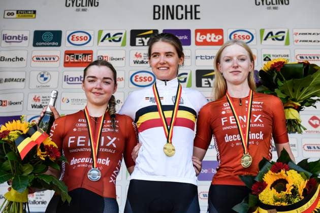 Belgian 2025 National Championship Binche 29 06 2025 BINCHE, BELGIUM - JUNE 29 : BOELS Dina of Lotto Ladies winning the Women Elite U23 cycling road race of the Belgian National Championships 2025 an UCI National Championships cycling race of 132,8 km with start in Binche and finish in Binche on June 29, 2025 in Binche, Belgium, 29 06 2025 Binche Belgium  Copyright: xMarcxGoyvaertsx