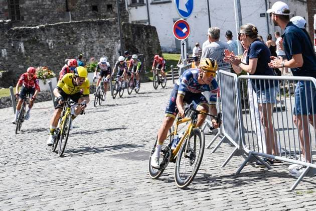 Belgian 2025 National Championship Binche 29 06 2025 BINCHE, BELGIUM - JUNE 29 : EVENEPOEL Remco of Soudal Quick-Step pictured in action during the Men Elite cycling road race of the Belgian National Championships 2025 an UCI National Championships cycling race of 230 km with start in Binche and finish in Binche on June 29, 2025 in Binche, Belgium, 29 06 2025 Binche Belgium  Copyright: xMarcxGoyvaertsx