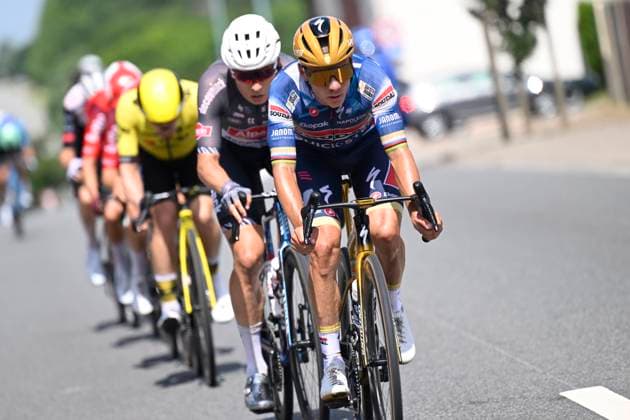 Belgian 2025 National Championship Binche 29 06 2025 BINCHE, BELGIUM - JUNE 29 : Evenepoel Remco of Soudal Quick-Step, Philipsen Jasper of Alpecin - Deceuninck during the Men Elite cycling road race of the Belgian National Championships 2025 an UCI National Championships cycling race of 230 km with start in Binche and finish in Binche on June 29, 2025 in Binche, Belgium, 29 06 2025 Binche Belgium  Copyright: xNicoxVereeckenx