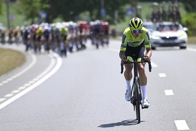 Belgian Luca De Meester of Wagner Bazin WB pictured in action during the men s elite road race of the Belgian Cycling Championships, 230km from and to the Grand Place square in Binche on Sunday 29 June 2025. POOLxNICOxVEREECKEN  x128058793x