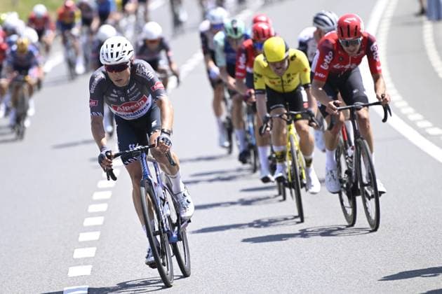 Belgian Jasper Stuyven of Lidl-Trek pictured in action during the men s elite road race of the Belgian Cycling Championships, 230km from and to the Grand Place square in Binche on Sunday 29 June 2025. POOLxNICOxVEREECKEN  x128058946x