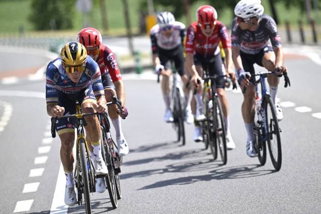 Belgian Remco Evenepoel of Soudal Quick-Step pictured in action during the men s elite road race of the Belgian Cycling Championships, 230km from and to the Grand Place square in Binche on Sunday 29 June 2025. POOLxNICOxVEREECKEN  x128059771x