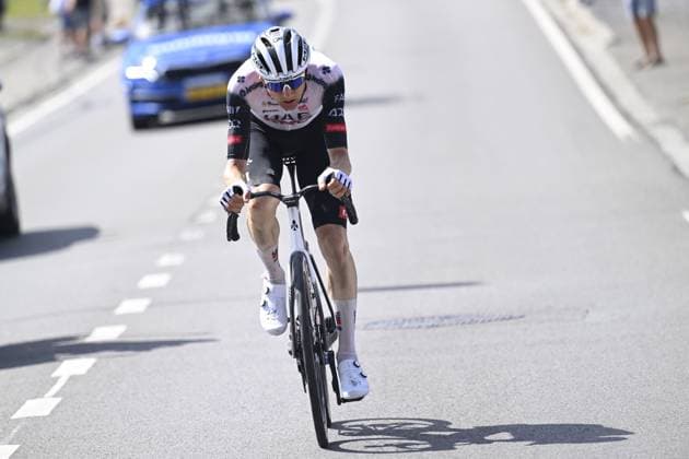 Belgian Tim Wellens of UAE Team Emirates pictured in action during the men s elite road race of the Belgian Cycling Championships, 230km from and to the Grand Place square in Binche on Sunday 29 June 2025. POOLxNICOxVEREECKEN  x128060318x