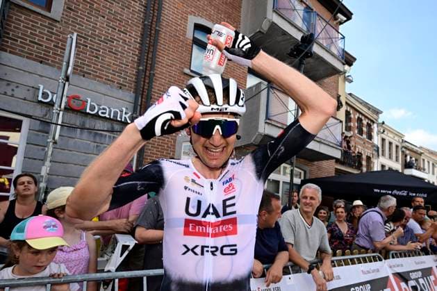 Belgian 2025 National Championship Binche 29 06 2025 BINCHE, BELGIUM - JUNE 29 : Wellens Tim of Uae Team Emirates - Xrg celebrates the victory after the Men Elite cycling road race of the Belgian National Championships 2025 an UCI National Championships cycling race of 230 km with start in Binche and finish in Binche on June 29, 2025 in Binche, Belgium, 29 06 2025 Binche Belgium  Copyright: xNicoxVereeckenx