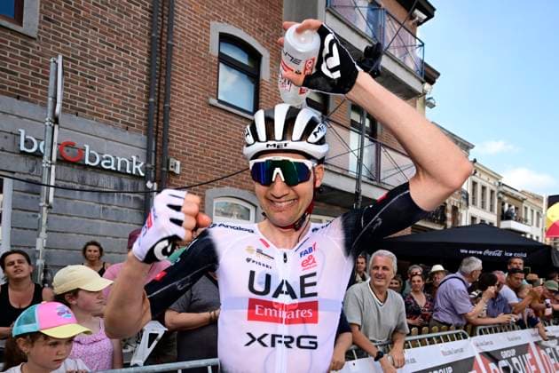 Belgian 2025 National Championship Binche 29 06 2025 BINCHE, BELGIUM - JUNE 29 : Wellens Tim of Uae Team Emirates - Xrg celebrates the victory after the Men Elite cycling road race of the Belgian National Championships 2025 an UCI National Championships cycling race of 230 km with start in Binche and finish in Binche on June 29, 2025 in Binche, Belgium, 29 06 2025 Binche Belgium  Copyright: xNicoxVereeckenx