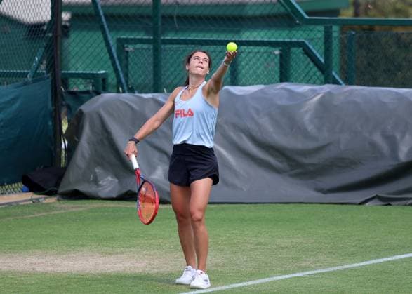 29th June 2025; All England Lawn Tennis and Croquet Club, London, England; Wimbledon Tennis Tournament, Practice Day; Emma Navarro (USA) practising on the Aorangi courts  ActionPlus12806775 JohnxPatrickxFletcher