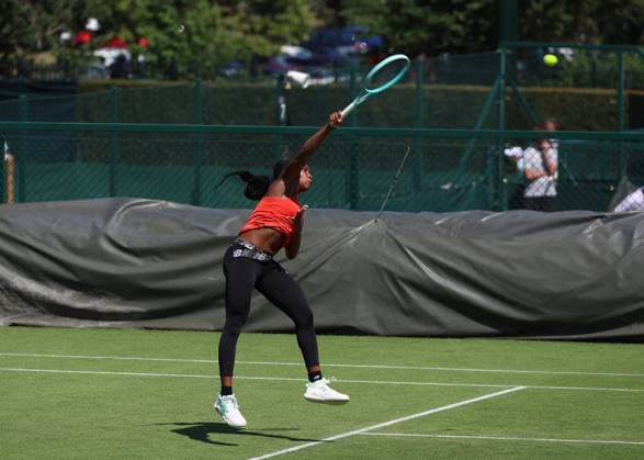 29th June 2025; All England Lawn Tennis and Croquet Club, London, England; Wimbledon Tennis Tournament, Practice Day; Coco Gauff (USA) practising on the Aorangi courts  ActionPlus12806782 JohnxPatrickxFletcher