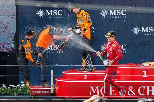 Oscar Piastri McLaren Formula 1 Team, 81 , Lando Norris McLaren Formula 1 Team, 04 , Charles Leclerc Scuderia Ferrari HP, 16 , Austrian Grand Prix, Motorsport, Formula 1, 2025 season, 29 06 2025 Austrian Grand Prix, Motorsport, Formula 1, 2025 season, 29 06 2025 Copyright: xEibner-Pressefoto AlexanderxNeisx EP_ANS