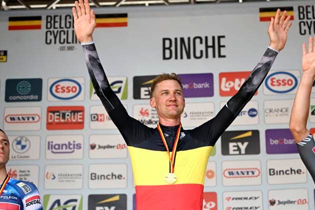 Belgian 2025 National Championship Binche 29 06 2025 BINCHE, BELGIUM - JUNE 29 : Wellens Tim of Uae Team Emirates - Xrg pictured during the podium ceremony of the Men Elite cycling road race of the Belgian National Championships 2025 an UCI National Championships cycling race of 230 km with start in Binche and finish in Binche on June 29, 2025 in Binche, Belgium, 29 06 2025 Binche Belgium  Copyright: xNicoxVereeckenx