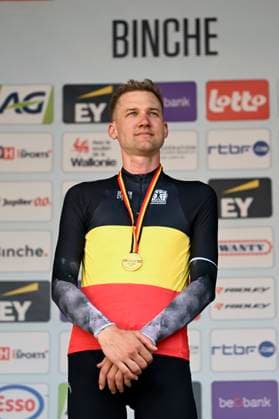 Belgian 2025 National Championship Binche 29 06 2025 BINCHE, BELGIUM - JUNE 29 : Wellens Tim of Uae Team Emirates - Xrg pictured during the podium ceremony of the Men Elite cycling road race of the Belgian National Championships 2025 an UCI National Championships cycling race of 230 km with start in Binche and finish in Binche on June 29, 2025 in Binche, Belgium, 29 06 2025 Binche Belgium  Copyright: xNicoxVereeckenx