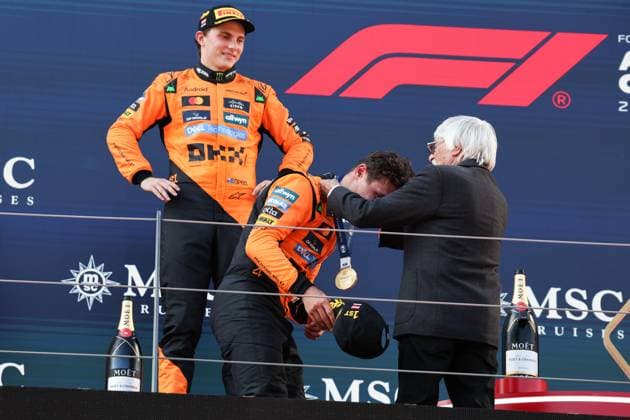 4 Lando Norris GBR, McLaren F1 Team , Bernie Ecclestone GBR , F1 Grand Prix of Austria at Red Bull Ring on June 29, 2025 in Spielberg, Austria Photo by HOCH ZWEI Spielberg Austria