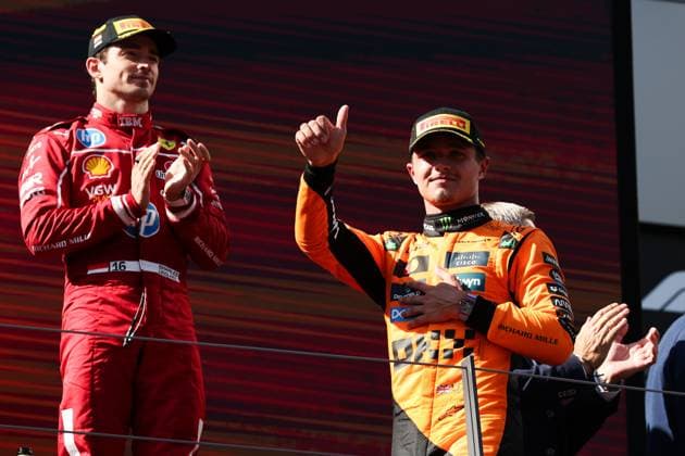 4 Lando Norris GBR, McLaren F1 Team , 16 Charles Leclerc MCO, Scuderia Ferrari HP , F1 Grand Prix of Austria at Red Bull Ring on June 29, 2025 in Spielberg, Austria Photo by HOCH ZWEI Spielberg Austria