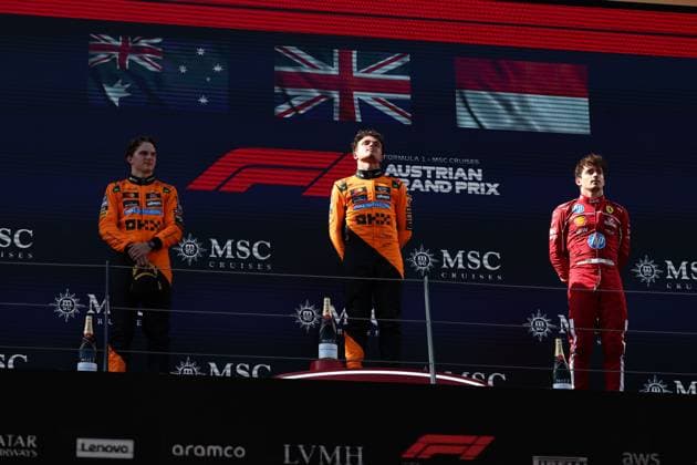 81 Oscar Piastri AUS, McLaren F1 Team , 4 Lando Norris GBR, McLaren F1 Team , 16 Charles Leclerc MCO, Scuderia Ferrari HP , F1 Grand Prix of Austria at Red Bull Ring on June 29, 2025 in Spielberg, Austria Photo by HOCH ZWEI Spielberg Austria
