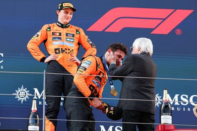 4 Lando Norris GBR, McLaren F1 Team , Bernie Ecclestone GBR , F1 Grand Prix of Austria at Red Bull Ring on June 29, 2025 in Spielberg, Austria Photo by HOCH ZWEI Spielberg Austria