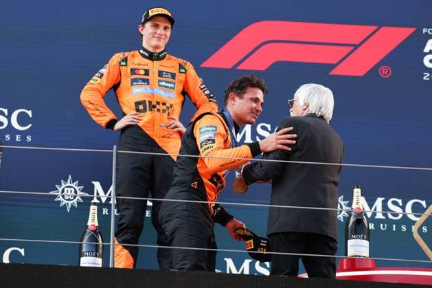 4 Lando Norris GBR, McLaren F1 Team , Bernie Ecclestone GBR , F1 Grand Prix of Austria at Red Bull Ring on June 29, 2025 in Spielberg, Austria Photo by HOCH ZWEI Spielberg Austria