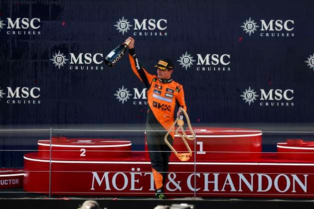 F1 - AUSTRIAN GRAND PRIX 2025 NORRIS Lando (gbr), McLaren F1 Team MCL39, portrait podium during the Formula 1 MSC Cruises Austrian Grand Prix 2025, 11th round of the 2025 FIA Formula One World Championship, WM, Weltmeisterschaft from June 27 to 29, 2025 on the Red Bull Ring, in Spielberg, Austria - SpielbergAustria  Copyright: xXavixBonillax