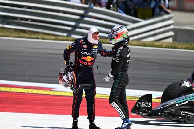 Formula 1 Grand Prix of Austria 2025 29 06 2025, Red Bull Ring, Spielberg, Formula 1 Grand Prix of Austria 2025 , in the picture accident between Andrea Kimi Antonelli ITA , Mercedes AMG Petronas Formula One Team and Max Verstappen NLD , Oracle Red Bull Racing, both drivers retire nordphotoxGmbHx xBratic nph00250