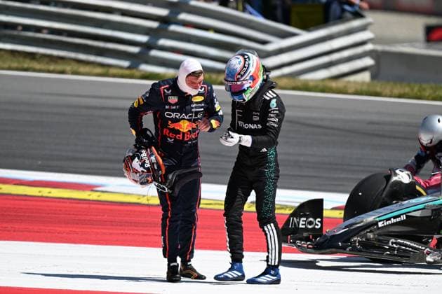 Formula 1 Grand Prix of Austria 2025 29 06 2025, Red Bull Ring, Spielberg, Formula 1 Grand Prix of Austria 2025 , in the picture accident between Andrea Kimi Antonelli ITA , Mercedes AMG Petronas Formula One Team and Max Verstappen NLD , Oracle Red Bull Racing, both drivers retire nordphotoxGmbHx xBratic nph00250