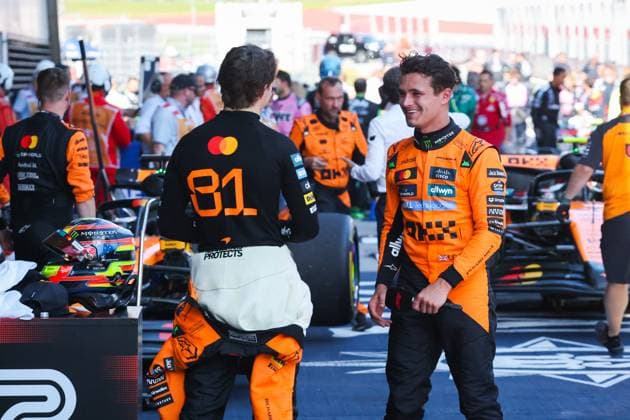 F1 - AUSTRIAN GRAND PRIX 2025 NORRIS Lando (gbr), McLaren F1 Team MCL39, PIASTRI Oscar (aus), McLaren F1 Team MCL39, portrait during the Formula 1 MSC Cruises Austrian Grand Prix 2025, 11th round of the 2025 FIA Formula One World Championship, WM, Weltmeisterschaft from June 27 to 29, 2025 on the Red Bull Ring, in Spielberg, Austria - SpielbergAustria Copyright: xANTONINxVINCENTx