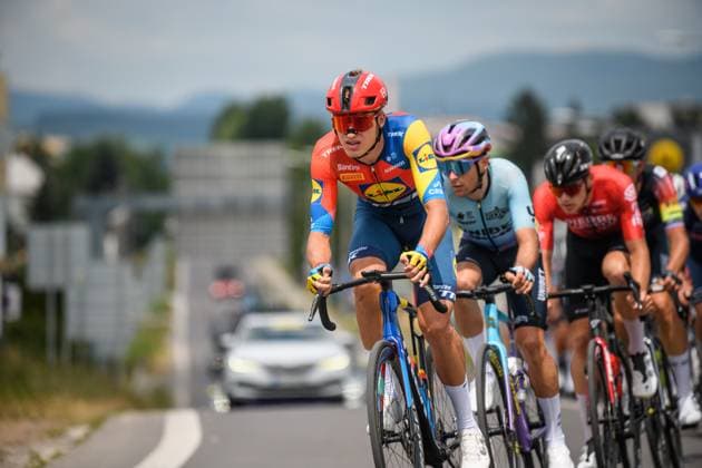 Czech and Slovak national Road cycling, Rad, Radsport, Strasse championships 2025 Banovce nad Bebravou, road cycling, men elite, Mathias Vacek leads group, on June 29, 2025, Banovce nad Bebravou, Slovakia. (CTKxPhoto JanxBrychta) CTKPhotoF202506290009701 CTKPhotoF202506290009701