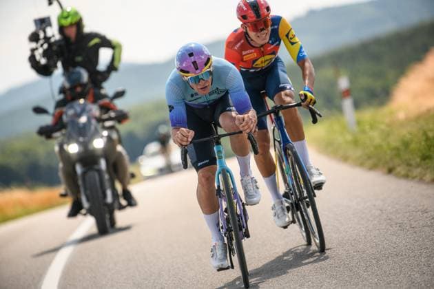 Czech and Slovak national Road cycling, Rad, Radsport, Strasse championships 2025 Banovce nad Bebravou, road cycling, men elite, Lukas Kubis (left) and Mathias Vacek (right) attacks, on June 29, 2025, Banovce nad Bebravou, Slovakia. (CTKxPhoto JanxBrychta) CTKPhotoF202506290009901 CTKPhotoF202506290009901