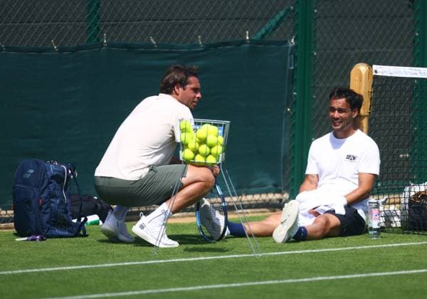 Wimbledon Championships 2025 AELTC, Saturday Practice, London, UK - 29 06 2025 Fabio Fognini (ITA) Practices at Aorangi Park at Wimbledon ahead of the 2025 Championships London Wimbledon London GBR, UK NEWSPAPERS OUT Copyright: xMarkxGreenwoodx