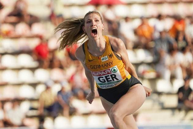 Bilder des Jahres 2025, Sport 06 Juni Sport Themen der Woche KW26 Sport Bilder des Tages Leichtathletik, athletics, Team Europameisterschaften, European Team Championships Super League 2025 ,1. Div Vallehermoso Stadium Madrid , 27.06.-29.06.2025 Hochsprung Frauen High Jump Women, Imke Onnen Deutschland, *** Leichtathletik, athletics, Team Europameisterschaften, European Team Championships Super League 2025 ,1 Div Vallehermoso Stadium Madrid , 27 06 29 06 2025 High Jump Women High Jump Women, Imke Onnen Germany,