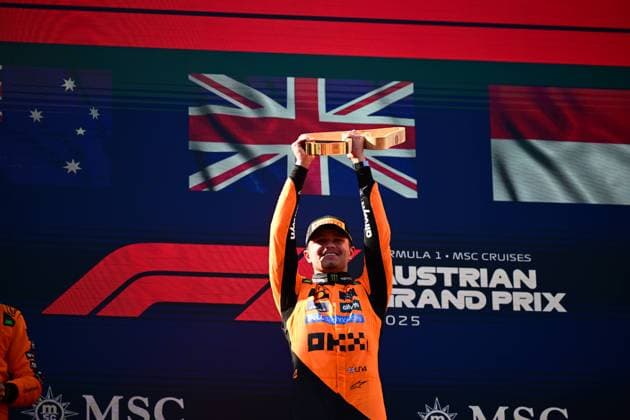 F1 Grand Prix of Austria Lando Norris of the McLaren F1 Team celebrates after the race in Spielberg, Styria, Austria, on June 29, 2025, during the 12th round of the Formula 1 World Championship, WM, Weltmeisterschaft Spielberg Styria Austria  Copyright: xAndreaxDiodatox originalFilename:diodato-formula1250628_npGhP.jpg