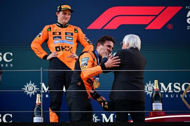 F1 Grand Prix of Austria Lando Norris of the McLaren F1 Team celebrates after the race in Spielberg, Styria, Austria, on June 29, 2025, during the 12th round of the Formula 1 World Championship, WM, Weltmeisterschaft Spielberg Styria Austria  Copyright: xAndreaxDiodatox originalFilename:diodato-formula1250628_npPDC.jpg