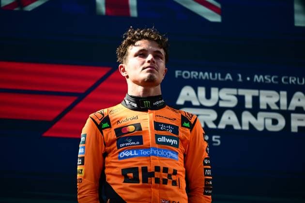 F1 Grand Prix of Austria Lando Norris of the McLaren F1 Team celebrates after the race in Spielberg, Styria, Austria, on June 29, 2025, during the 12th round of the Formula 1 World Championship, WM, Weltmeisterschaft Spielberg Styria Austria  Copyright: xAndreaxDiodatox originalFilename:diodato-formula1250629_npZIU.jpg